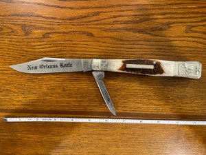 Parker Cut. Co. EK/JK-14 S. C. Wragg Sheaf Island Works Replica Folding Bowie w/Sambar Scales SN#943