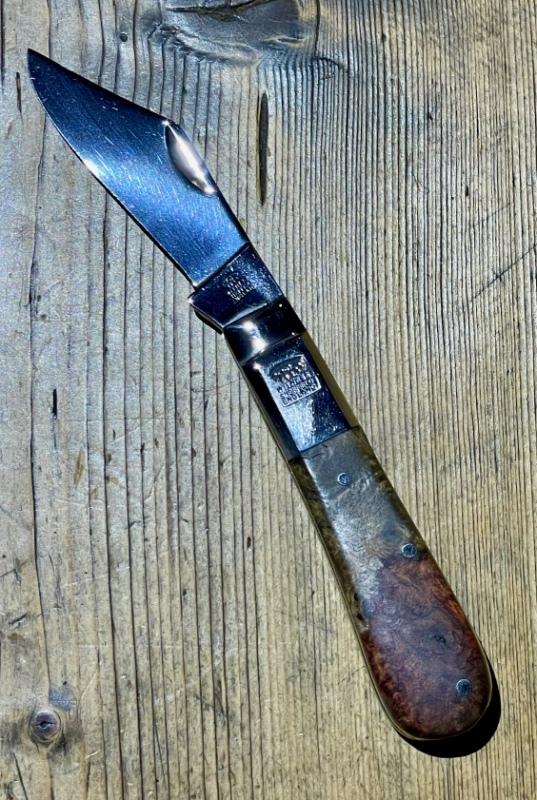 Taylor's Eye Witness Premium Barlow Clip with beautiful Amboyna Burl Scales and Back Spring filing