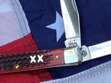Case xx 2000 "Old Red" Trapper (MDL# 6254) Knife w/ Great Red Bone Handles -NOS and Mint