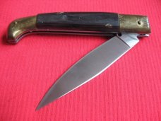 Vintage Italian Indiana Engraved Bolster Button Open/Close Switchblade Knife.