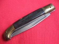 Vintage Italian Indiana Engraved Bolster Button Open/Close Switchblade Knife.