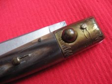 Vintage Italian Indiana Engraved Bolster Button Open/Close Switchblade Knife.
