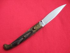 Vintage Italian Indiana Engraved Bolster Button Open/Close Switchblade Knife.