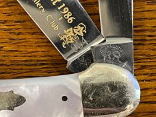Fight'n Rooster Frank Buster Ltd Ed 1986 International Cutlery Club 4-Blade Canoe Knife w/MOP Scales