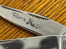 Fight'n Rooster Frank Buster 2-Blade Sowbelly Trapper Knife w/Pick Bone Scales Germany 