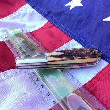 Schatt & Morgan Single Blade Barlow Knife w/ Super Torched Stag Horn Handles -1 of 40 -NOS