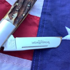 Schatt & Morgan Single Blade Barlow Knife w/ Super Torched Stag Horn Handles -1 of 40 -NOS