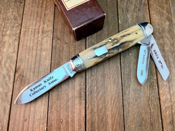 Schatt and Morgan Equal End Split Backspring Whittler Stag KKCA Club Knife 2008