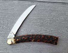 4" Custom Made Curved Knife, Premium Stag Handle, Nice Pattern