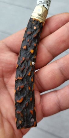 4" Custom Made Curved Knife, Premium Stag Handle, Nice Pattern