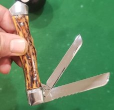 Vintage Custom Made Trapper with Premium Stag Handles and filework, Unique Pattern