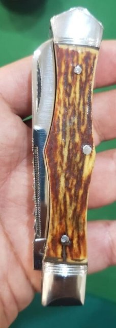 Vintage Custom Made Trapper with Premium Stag Handles and filework, Unique Pattern