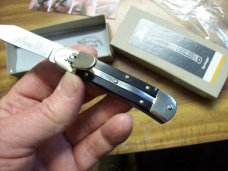Hubertus Knife Solingen, Germany Small 08 Exotic Black Ebony Wood 5 3/4 " Open Lilyput NIB