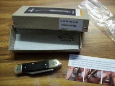 Hubertus Knife Solingen, Germany Small 08 Exotic Black Ebony Wood 5 3/4 " Open Lilyput NIB