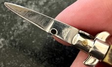 Miniature Italy Switchblade Knife, Underlined INOX Mark, Older Style, Nice Stag, Rare Swedge Grind