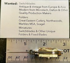 Miniature Italy Switchblade Knife, Vertical INOX Mark, Older Style, Interesting Stag