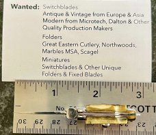 Miniature Italy Switchblade Knife, INOX Over ITALY Mark, Older Style, Interesting Stag