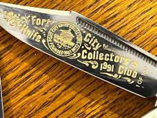 Fight'n Rooster Ltd Ed 1991 "Fort City Knife Collectors' Club" 3-Blade Cigar Knife w/Stag Scales Ger