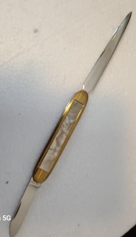 RARE! VINTAGE CRACKED ICE COLONIAL LETTER OPENER & PEN BLADE