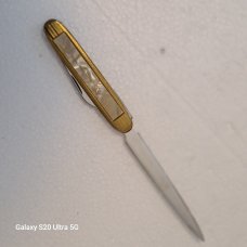 RARE! VINTAGE CRACKED ICE COLONIAL LETTER OPENER & PEN BLADE