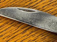 Fight'n Rooster Ltd Ed 1987 "Sweet Georgia Brown" Knife w/Synthetic Scales SN#174 Germany