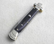 NEW A.G.A. CAMPOLIN 9" AUTOMATIC MALTESE BRAZILIAN HORN MODIFIED BAYONET BLADE SOLID N/S BOLSTERS
