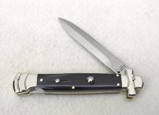 NEW A.G.A. CAMPOLIN 9" AUTOMATIC MALTESE BRAZILIAN HORN MODIFIED BAYONET BLADE SOLID N/S BOLSTERS