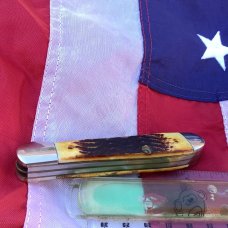 Case xx 1985 Copperhead Knife Mdl# 5249 With Nice Second Cut Stag Handles -NOS