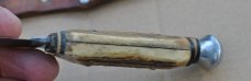 Anton Wingen Othello Solingen Germany 8 1/2" OAL Slab Stag Little Use Original Sheath 1950's