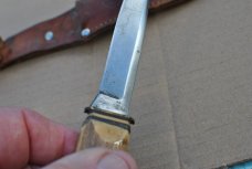 Anton Wingen Othello Solingen Germany 8 1/2" OAL Slab Stag Little Use Original Sheath 1950's