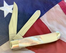 Case xx 1982 Mini Trapper Knife (8207 SPSS) Flashy/Fiery Mother of Pearl  Handles -NOS & A Beauty!