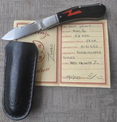 Vincenzo Balistreri El Zorro Slipjoint...Black Micarta.."Z"red shield...ringed bolsters..Coa & Sl sl