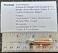 Vintage Miniature Keychain Switchblade Spoon, Brown Wrap Handle, Unused 