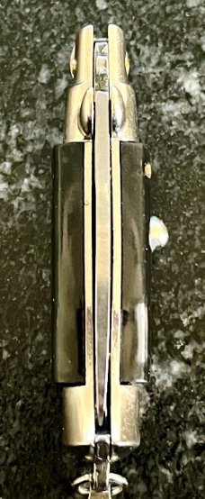 Miniature Switchblade Keychain Knife, Anchor Over Inox, Black Plastic Handle, Original Box 