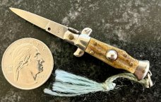 Miniature Italy Switchblade Knife, Inox Mark, Older Style, Great Stag, Original Box, New