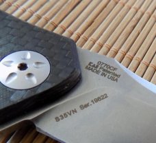 Zero Tol. #0770CF Assisted USA knife, carbon fiber handles.