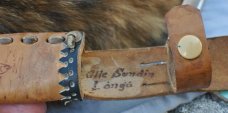 Swedish Reinderer Foot Handle Knife 4 1/2" Cutting Edge 9 3/4" OAL Fancy Leather Sheath Mint Blade