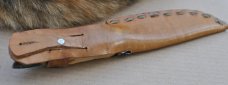 Swedish Reinderer Foot Handle Knife 4 1/2" Cutting Edge 9 3/4" OAL Fancy Leather Sheath Mint Blade