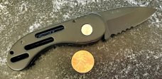 Miniature Peanut Switchblade Knife, Black Blade, Unused