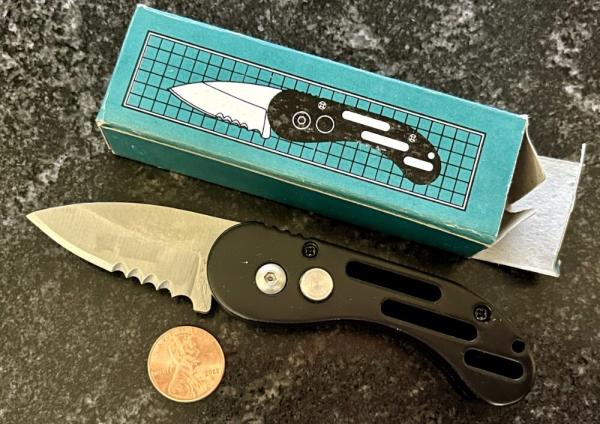 Miniature Peanut Switchblade Knife, Silver Blade, Unused 