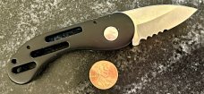 Miniature Peanut Switchblade Knife, Silver Blade, Unused 
