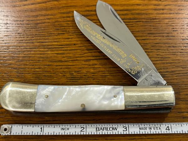 Fight'n Rooster Ltd Ed 1982 "Chattahoochee Cutlery Club" Trapper Knife w/MOP Sc