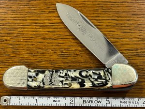 Fightn Rooster Single-Blade Canoe Knife wCelluloid Scales amp Engraved Bolsters Germany