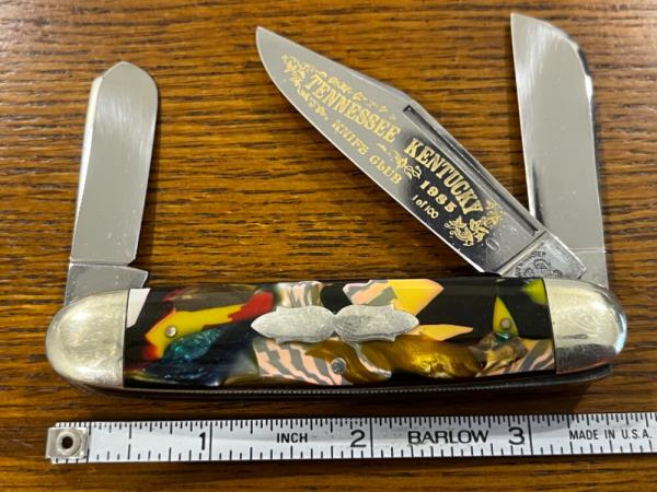Fight'n Rooster Ltd Ed 1985 "Tennessee Kentucky Knife Club" Cigar w/Celluloid Scales SN#079 Germany