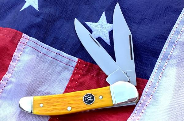 J A Henckels Copperhead with Yellow Bone Handles & Black Shield -NOS J A Henckels Copperhead with Yellow Bone Handles & Black Shield -NOS
