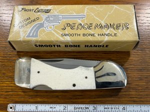 Frost Cutlery F-306 Peacemaker Single-Blade Lockback Knife w/Smooth Bone Scales Japan
