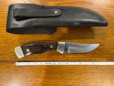  Parker-Edwards 6 3/8" Trailing Point Hunting Knife w/Stainless Steel Blade & Pakkawood Scales 
