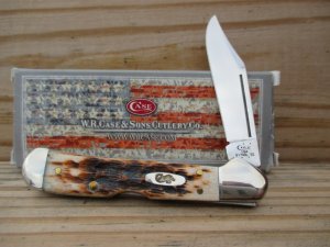 Case XX Amber Jigged Bone Mini Copperlock lockback knife