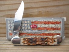 Case XX Amber Jigged Bone Mini Copperlock  lockback knife