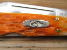 Case XX Harvest Orange Bone Mini Copperlock   lockback knife